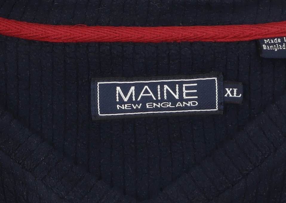 Maine New England Men's Blue V-Neck Fleece Sweatshirt XL - Image 5