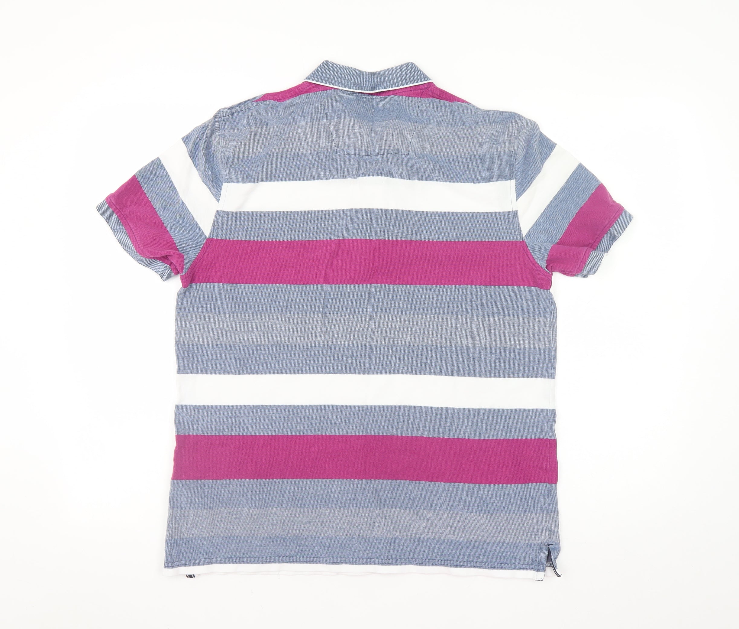 Maine New England Men's Multicoloured Striped Cotton Polo Shirt Size S - Image 3