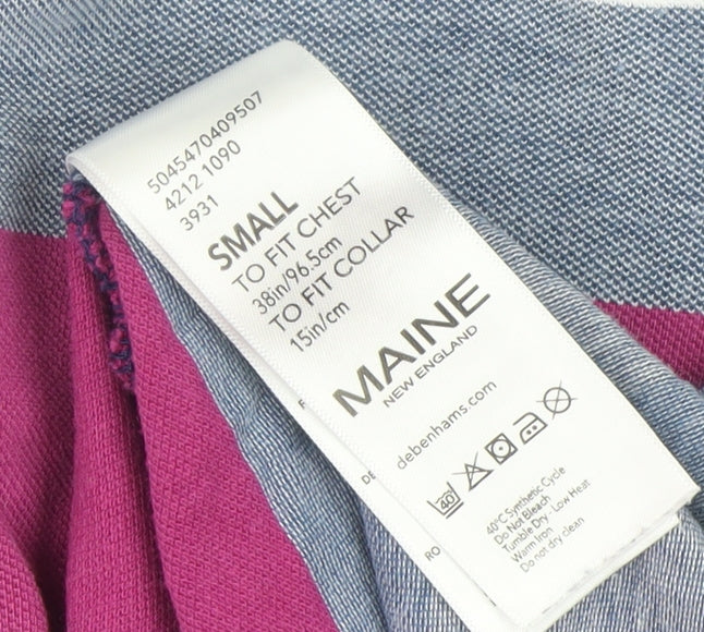 Maine New England Men's Multicoloured Striped Cotton Polo Shirt Size S - Image 4