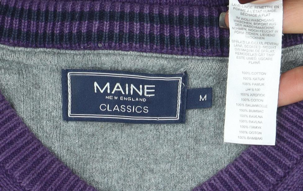 Maine New England Men's Purple Cotton V-Neck Jumper M - Image 4