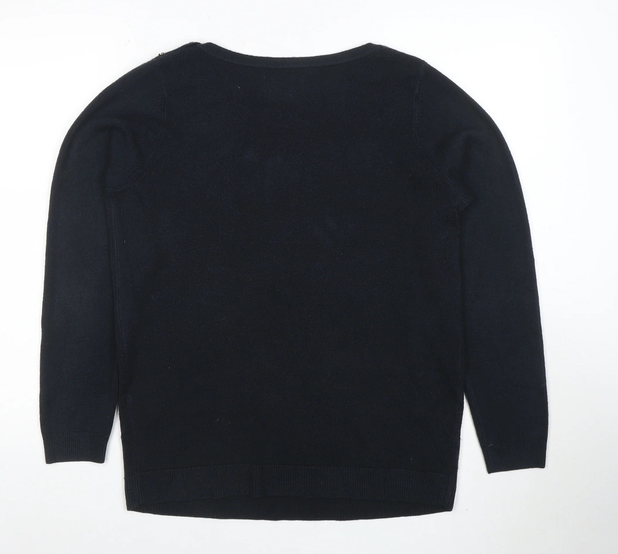 Maine New England Women's Black Cotton Knit Long Sleeve Top Size 14 - Image 3