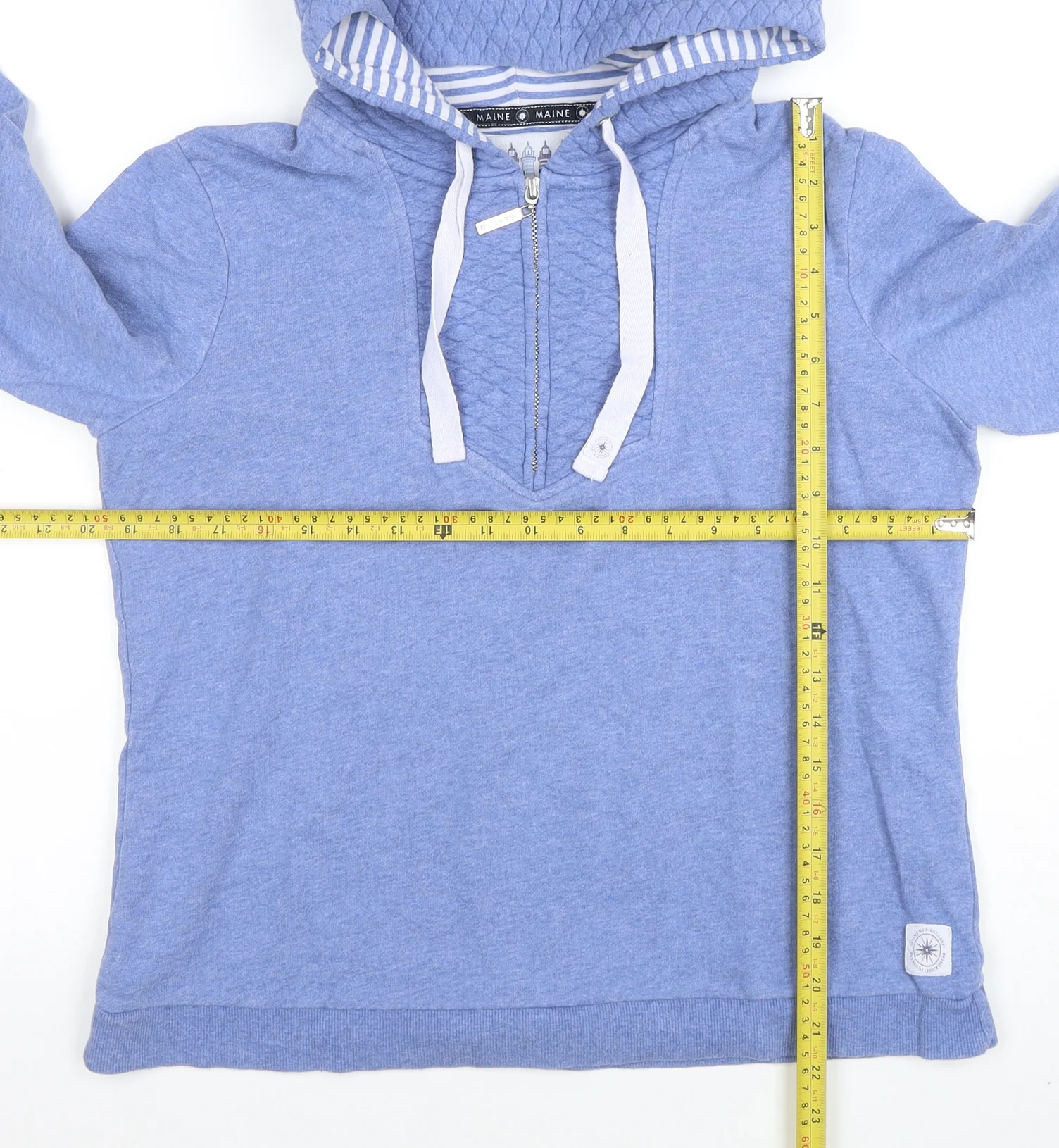 Maine New England Women's Blue 1/4 Zip Hooded Sweatshirt Size 14 - Image 2