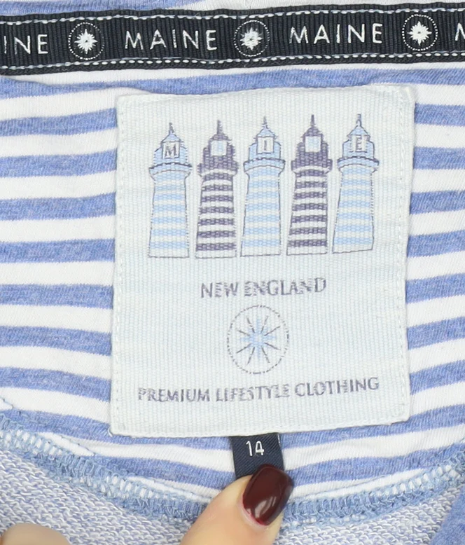 Maine New England Women's Blue 1/4 Zip Hooded Sweatshirt Size 14 - Image 4