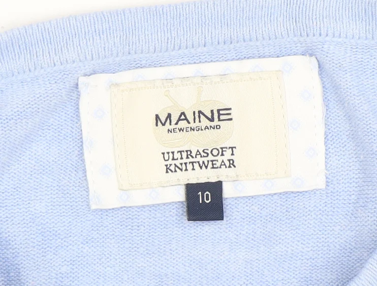 Maine New England Women's Blue Crew Neck Acrylic Jumper Size 10 - Image 4