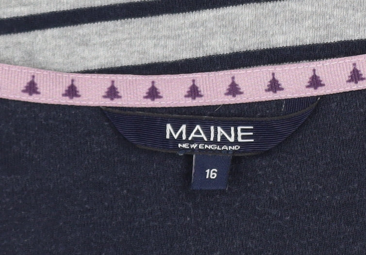 Maine New England Womens Grey Stripe Star Top Size 16 Pullover - Image 4