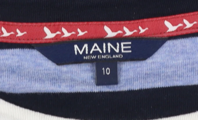 Maine New England Women's Multicoloured Striped 3/4 Sleeve Jersey T-Shirt Size 10 - Image 4