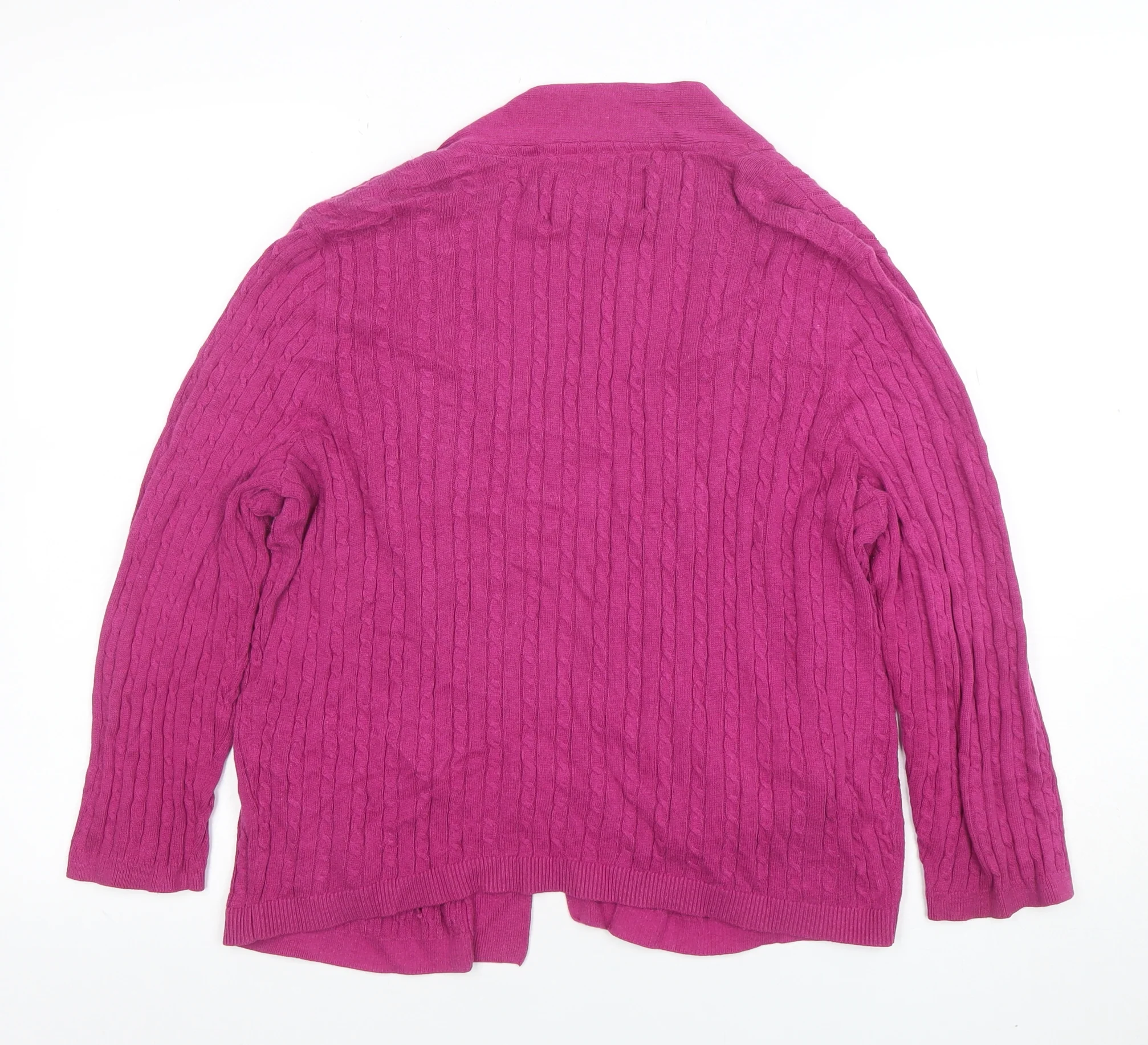 Maine New England Women's Pink Cable-Knit Cardigan Size 16 Cotton Blend - Image 3