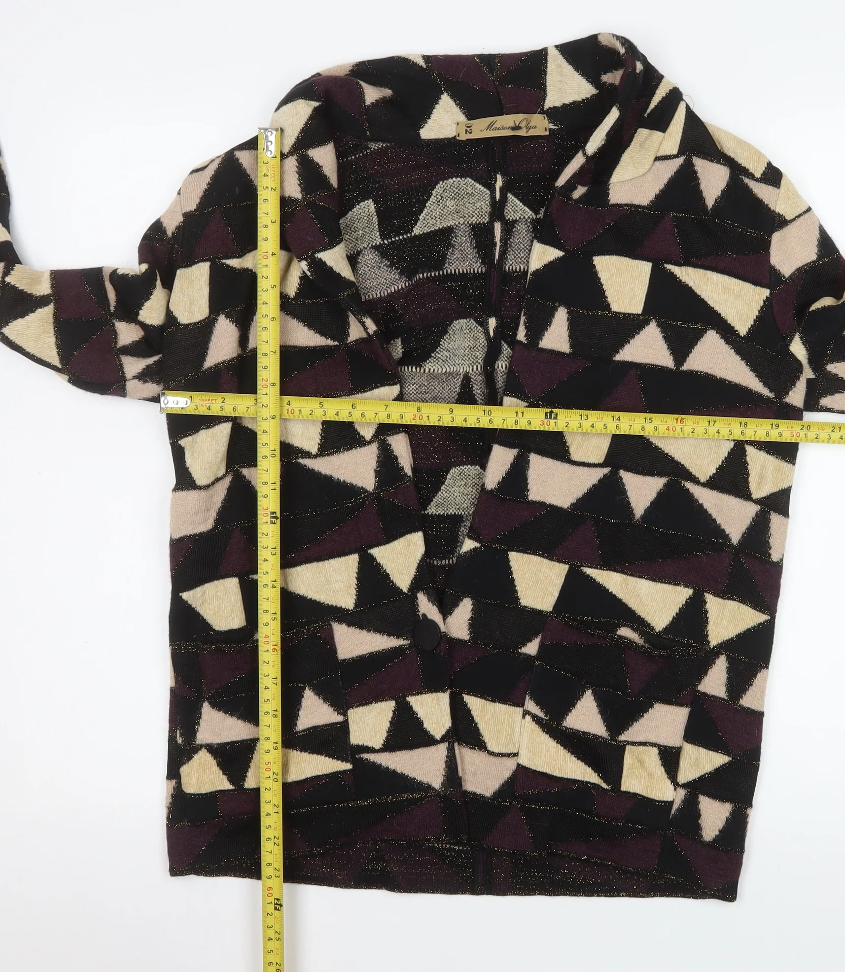 Maison Olga Women's Multicoloured Geometric Knit Blazer M - Image 2