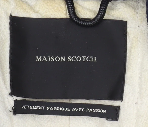 Maison Scotch Women Navy & Red Pea Coat Wool Blend Size 2 Classic Style - Image 5