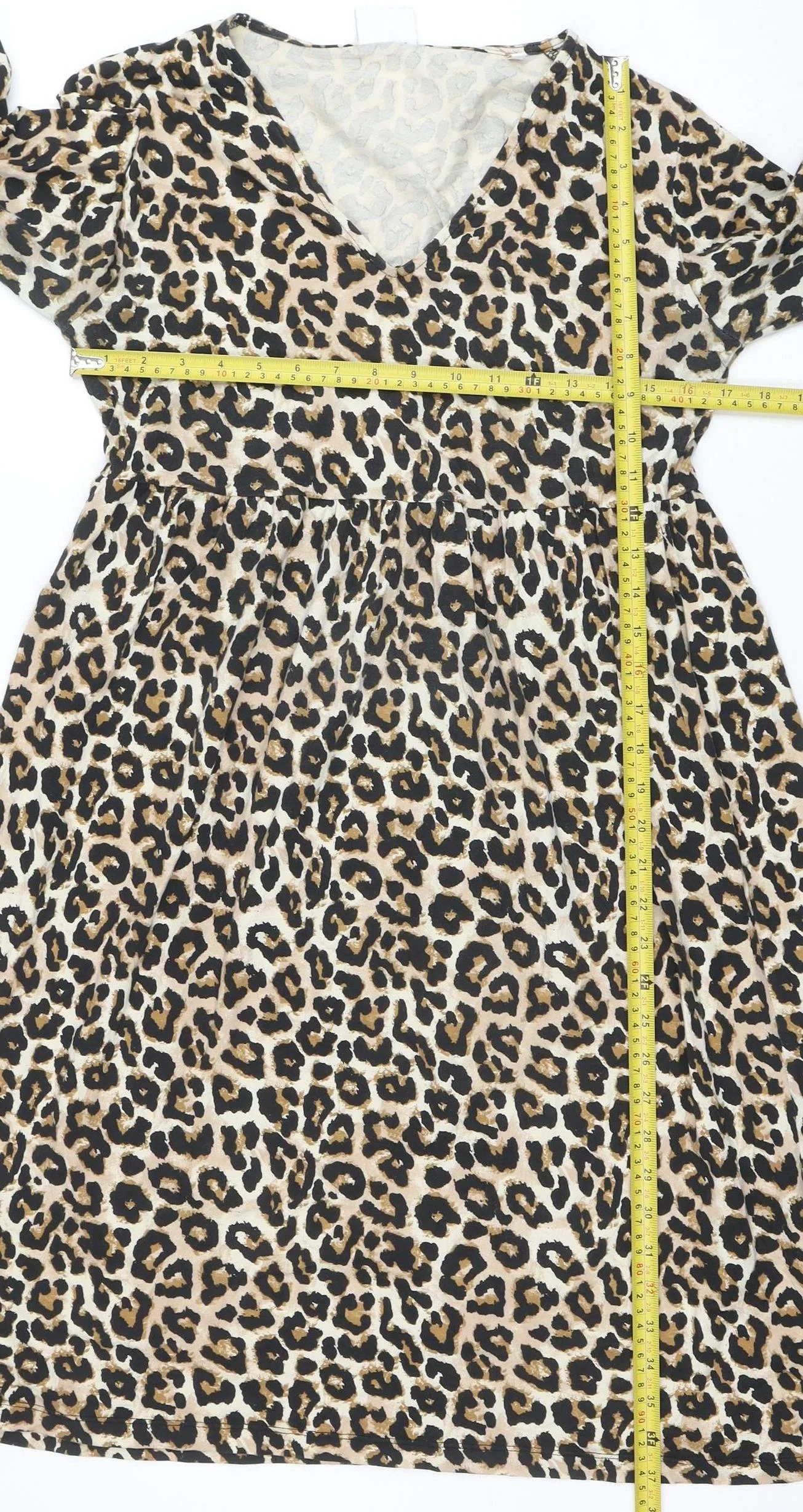 Mamalicious Women’s Beige Leopard Print Maternity Bodycon Dress L - Image 2