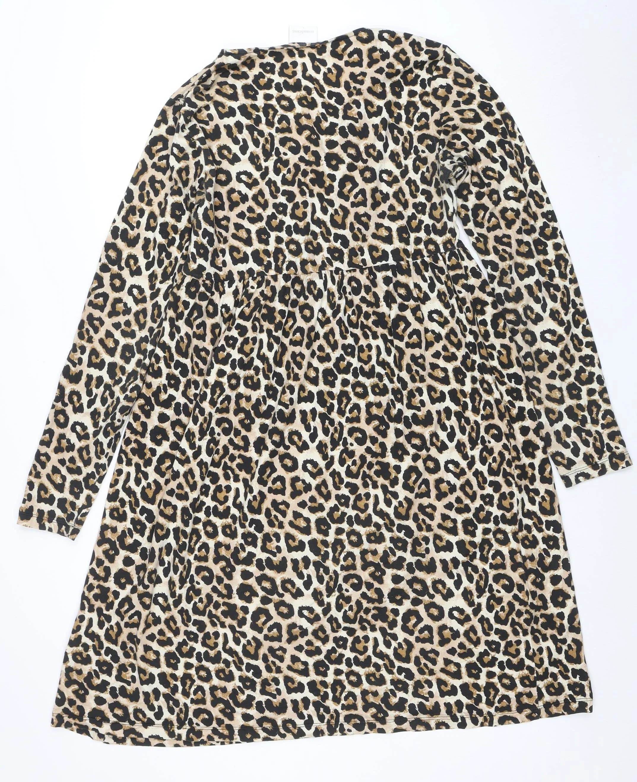 Mamalicious Women’s Beige Leopard Print Maternity Bodycon Dress L - Image 3