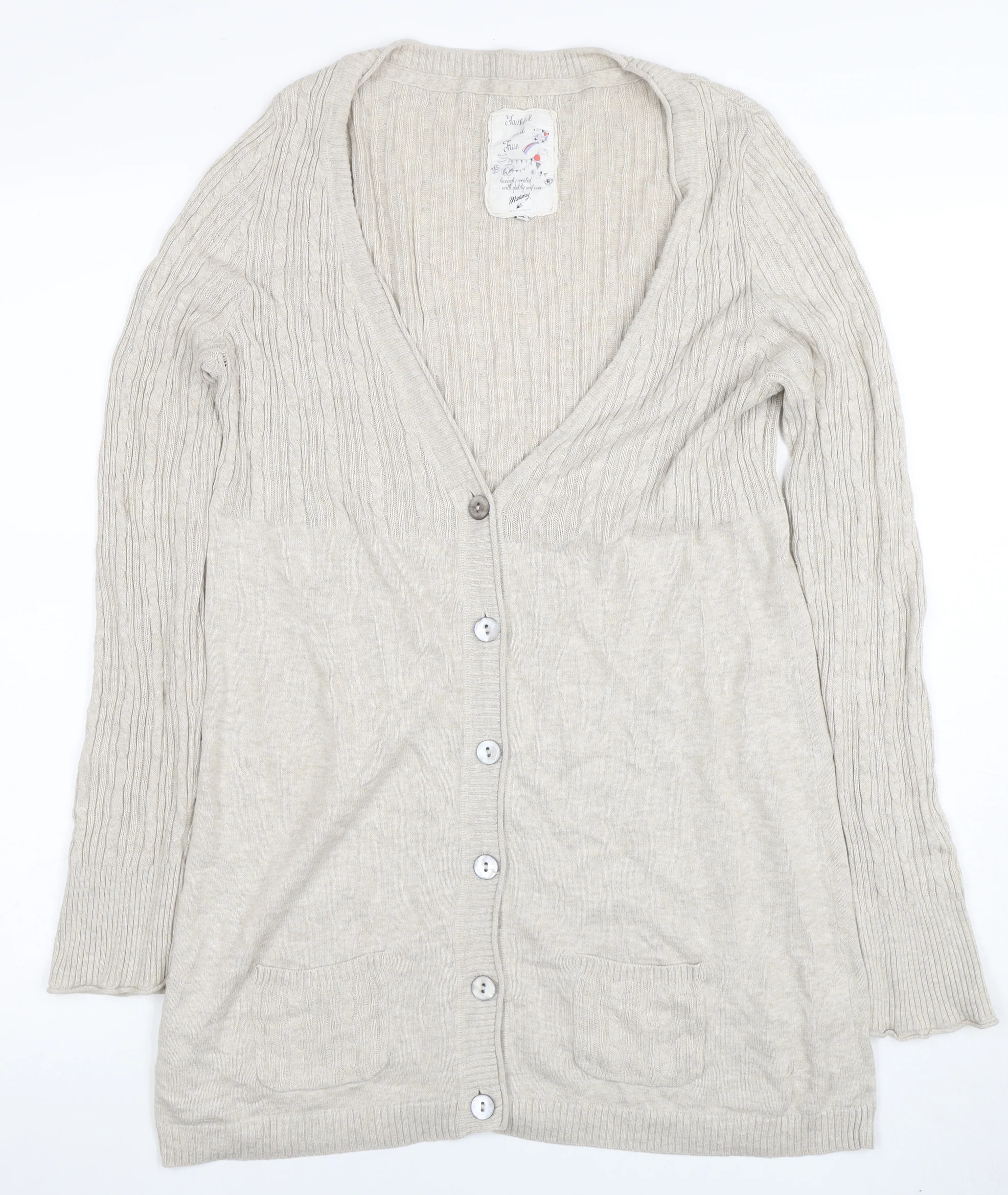 Mammut Women Beige V-Neck Long Sleeve Cardigan Size 12