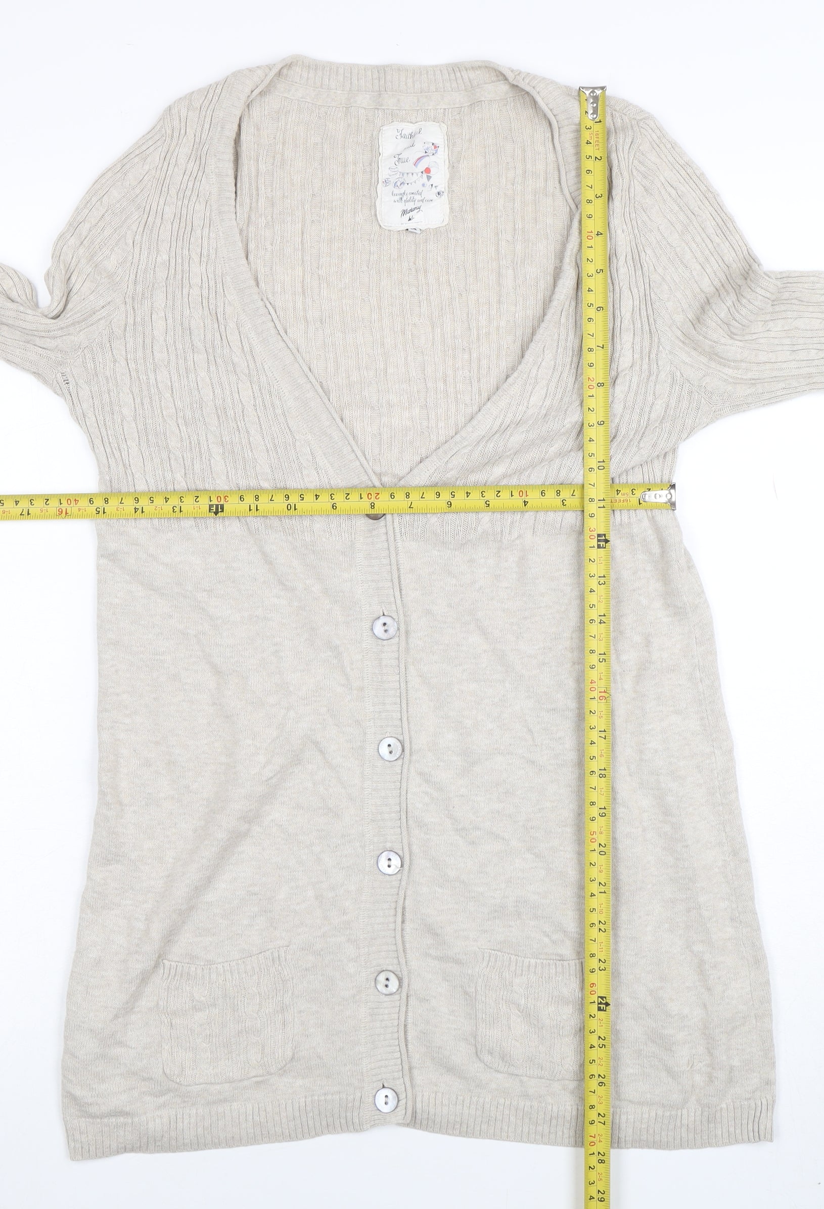 Mammut Women Beige V-Neck Long Sleeve Cardigan Size 12 - Image 2