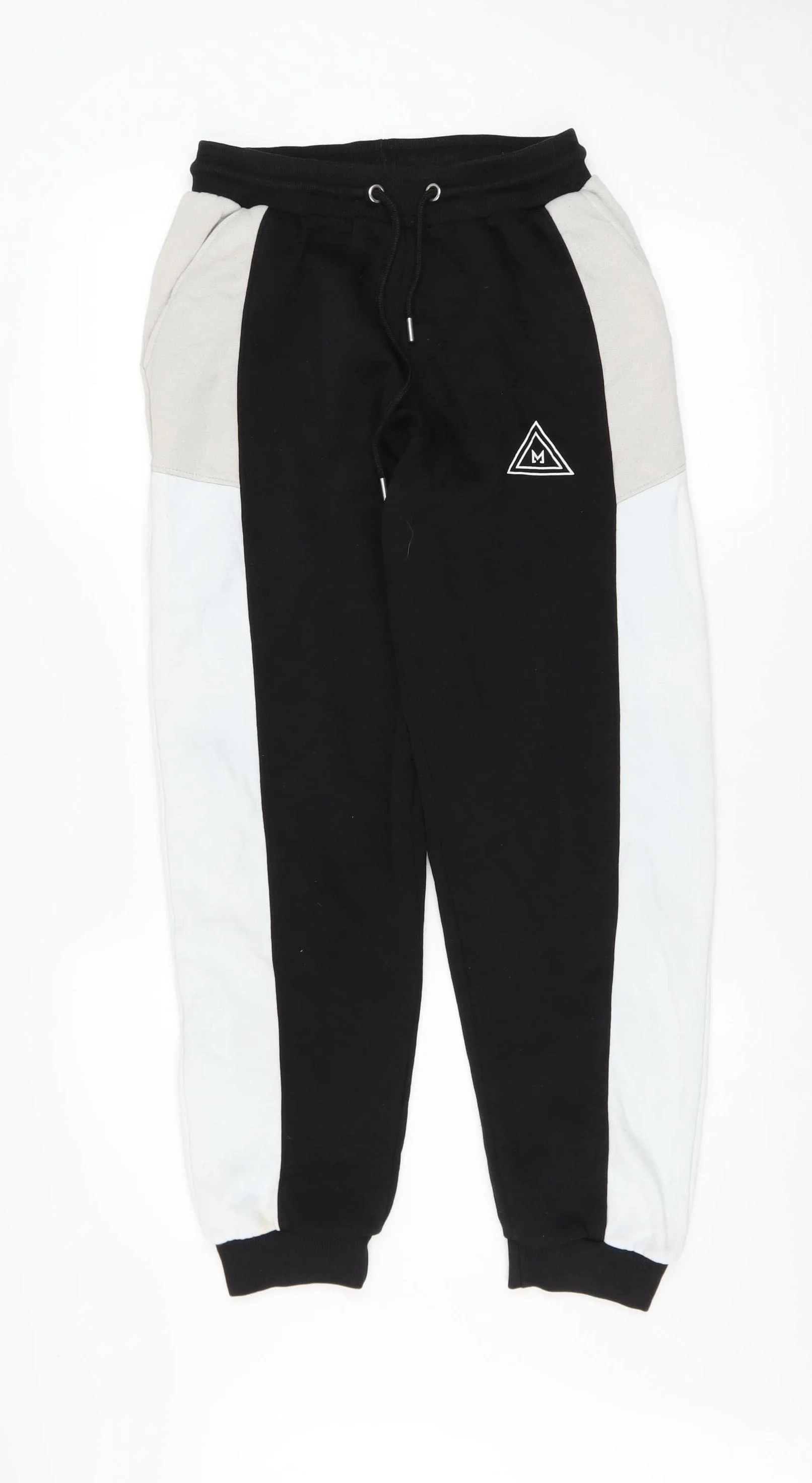 MAN Men's Black Colourblock Jogger Trousers XS Regular Fit