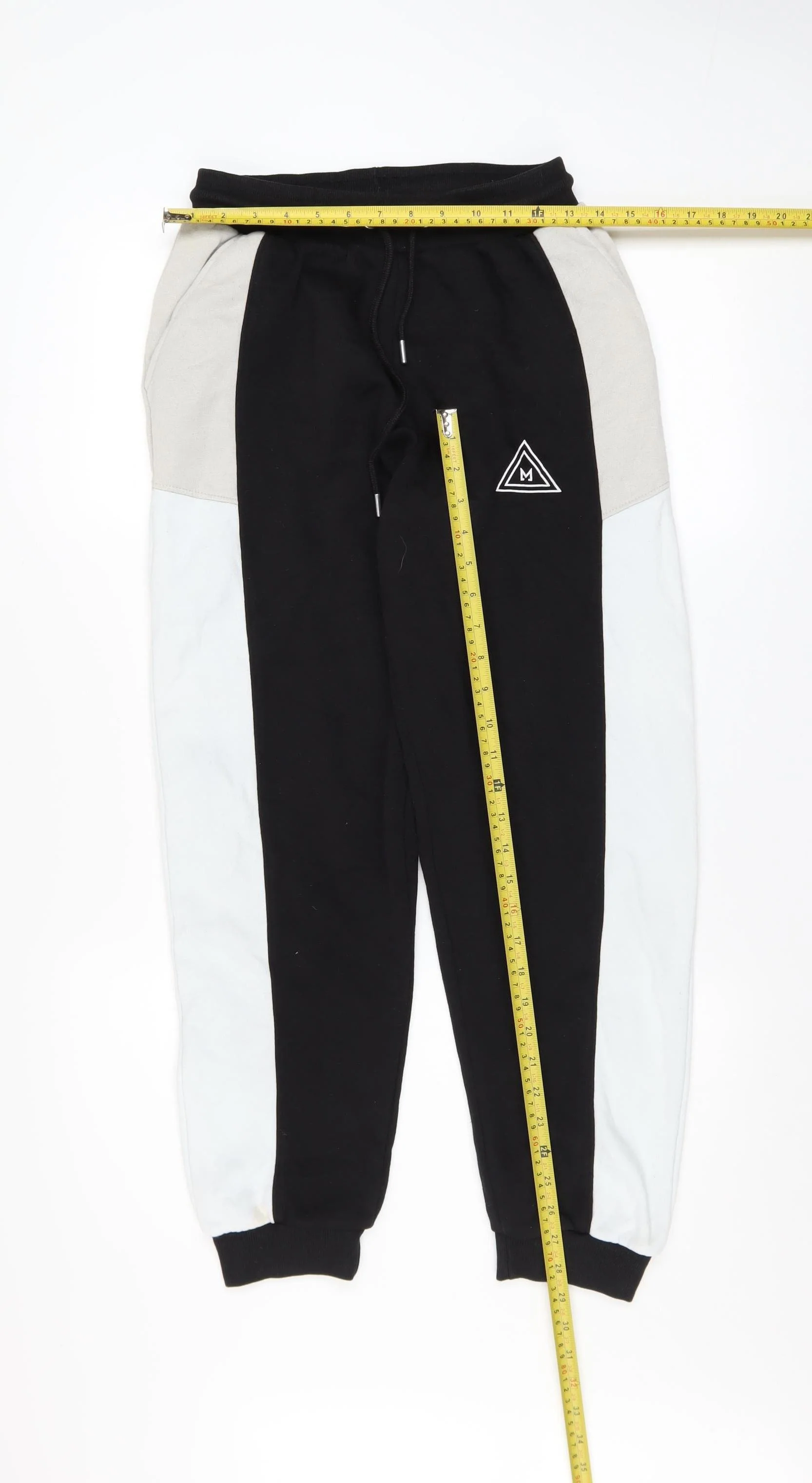 MAN Men's Black Colourblock Jogger Trousers XS Regular Fit - Image 2