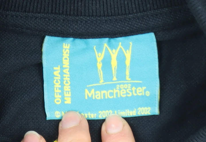 Manchester 2002 Men’s Black Cotton Polo Shirt L Logo Embroidered - Image 6