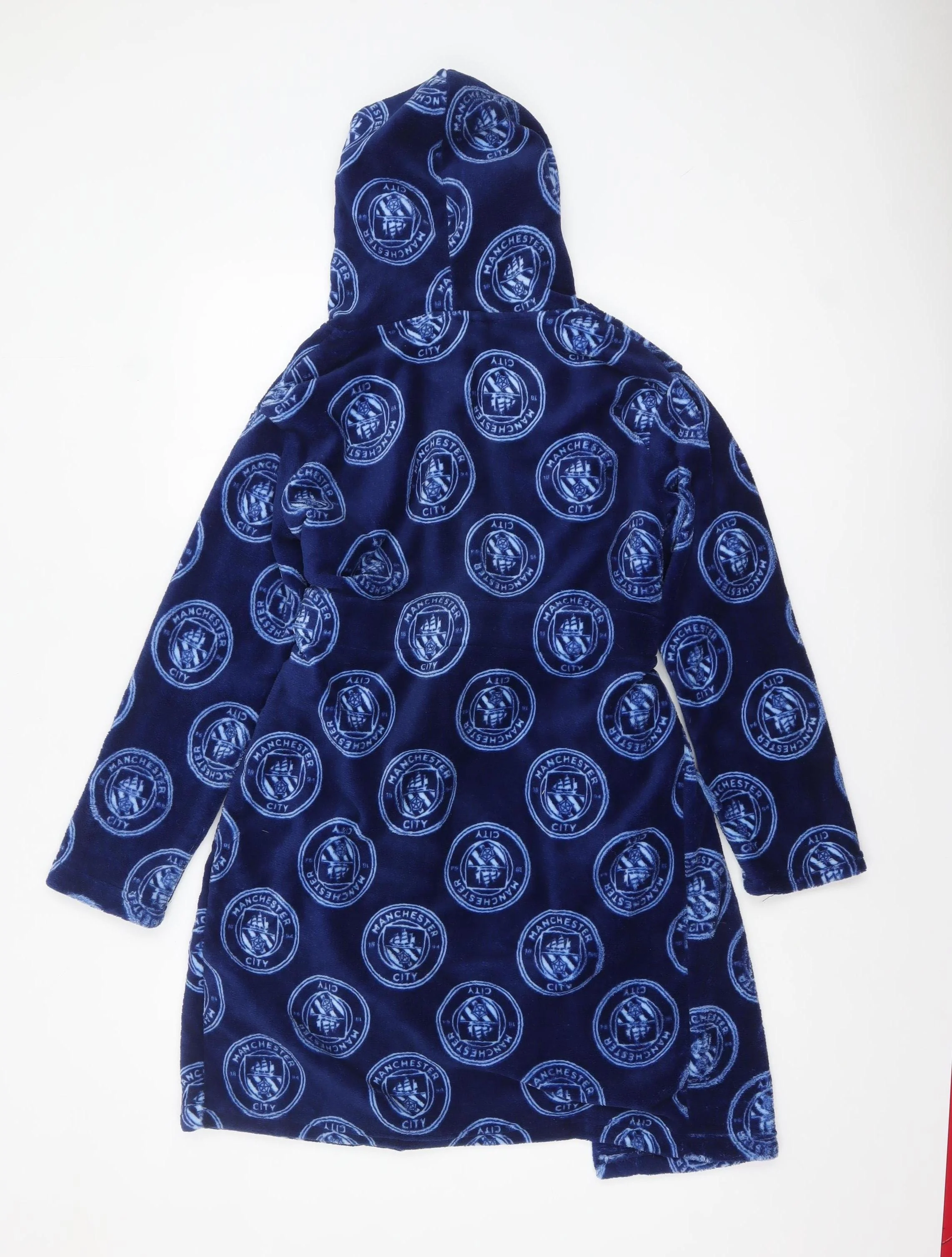 Manchester City Boys Blue Fleece Hooded Robe 10-11 Years - Image 3