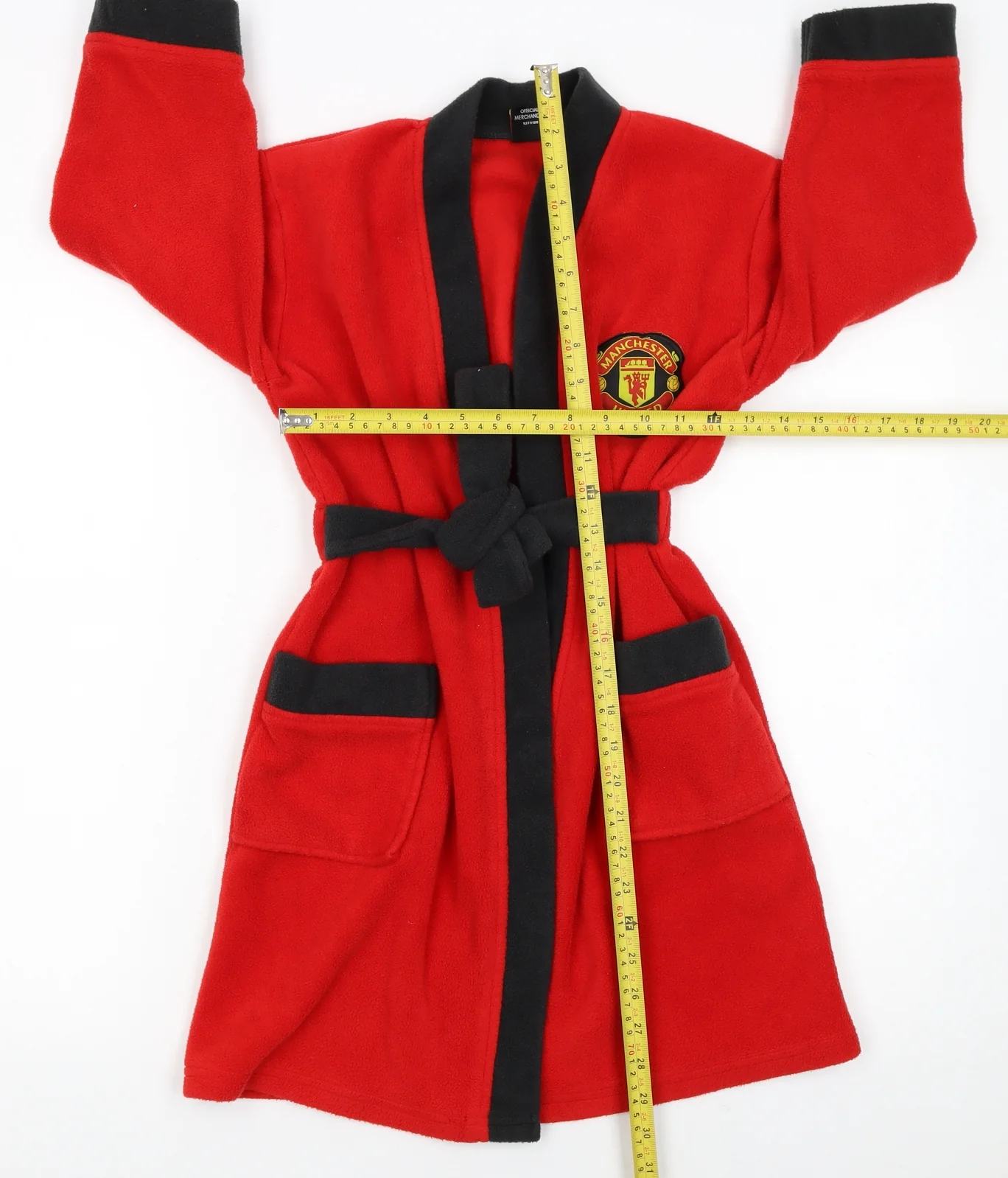 Manchester United Boys Red Fleece Robe 6-7 Years Belted Winter Nightwear - Image 2