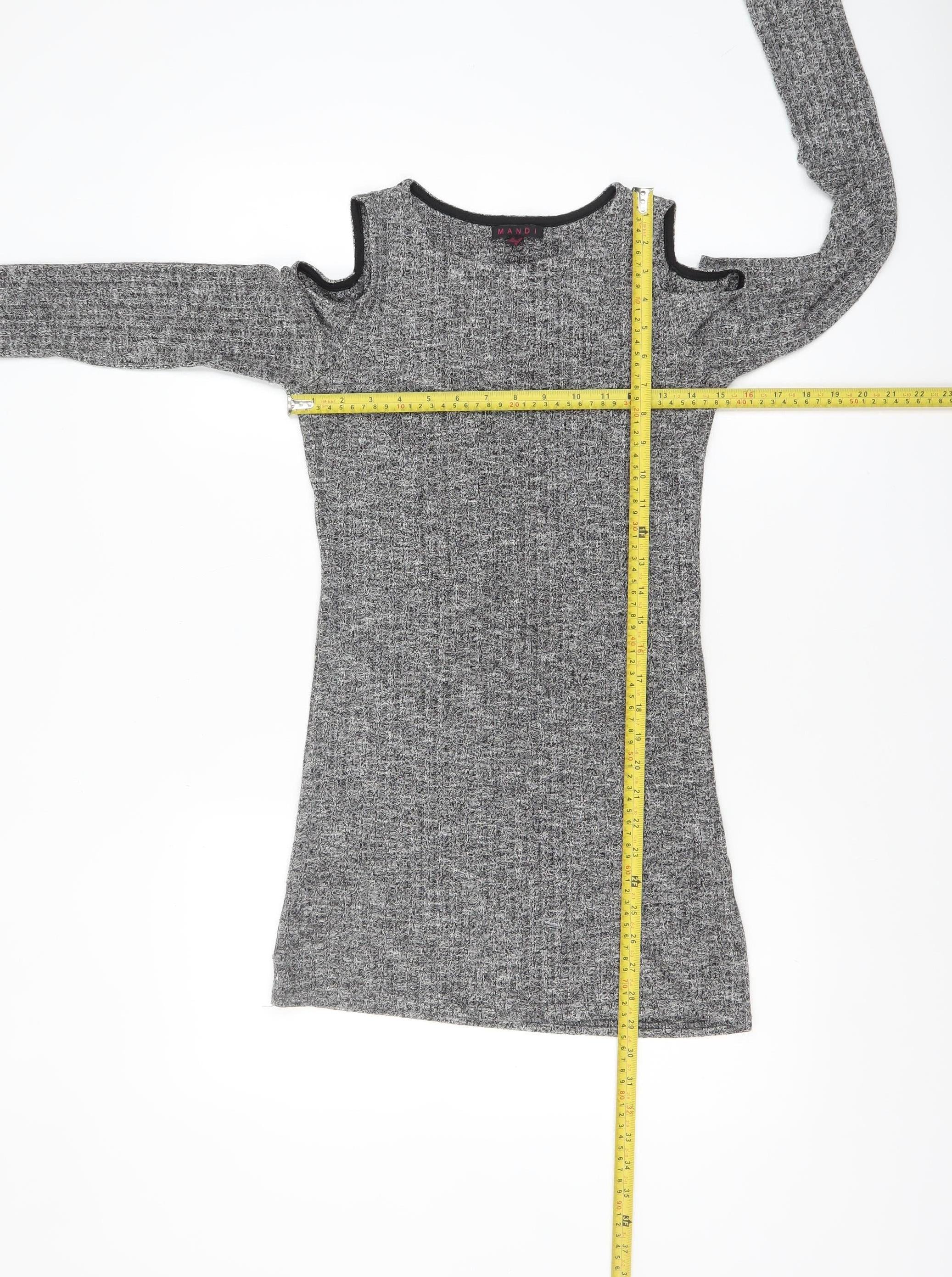 Mandi Women Grey Size 10 Cold Shoulder Knit Bodycon Dress - Image 2