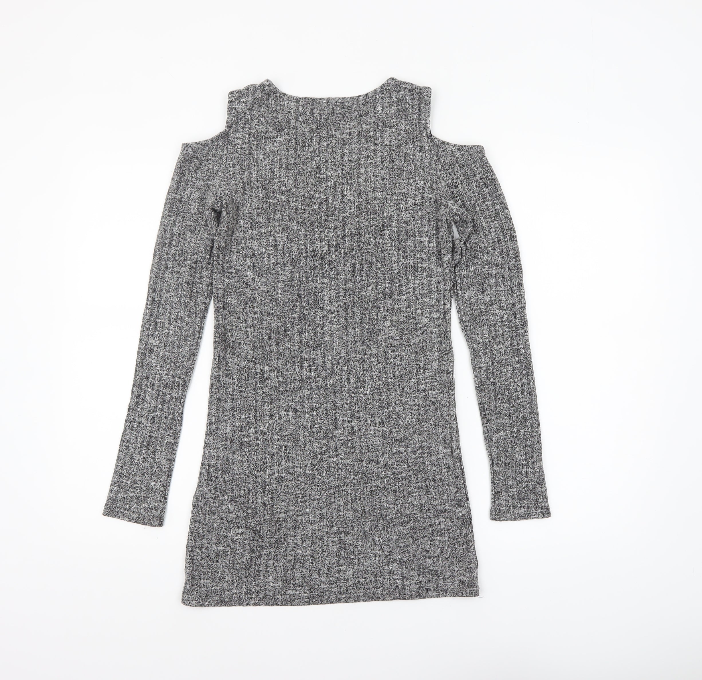 Mandi Women Grey Size 10 Cold Shoulder Knit Bodycon Dress - Image 3
