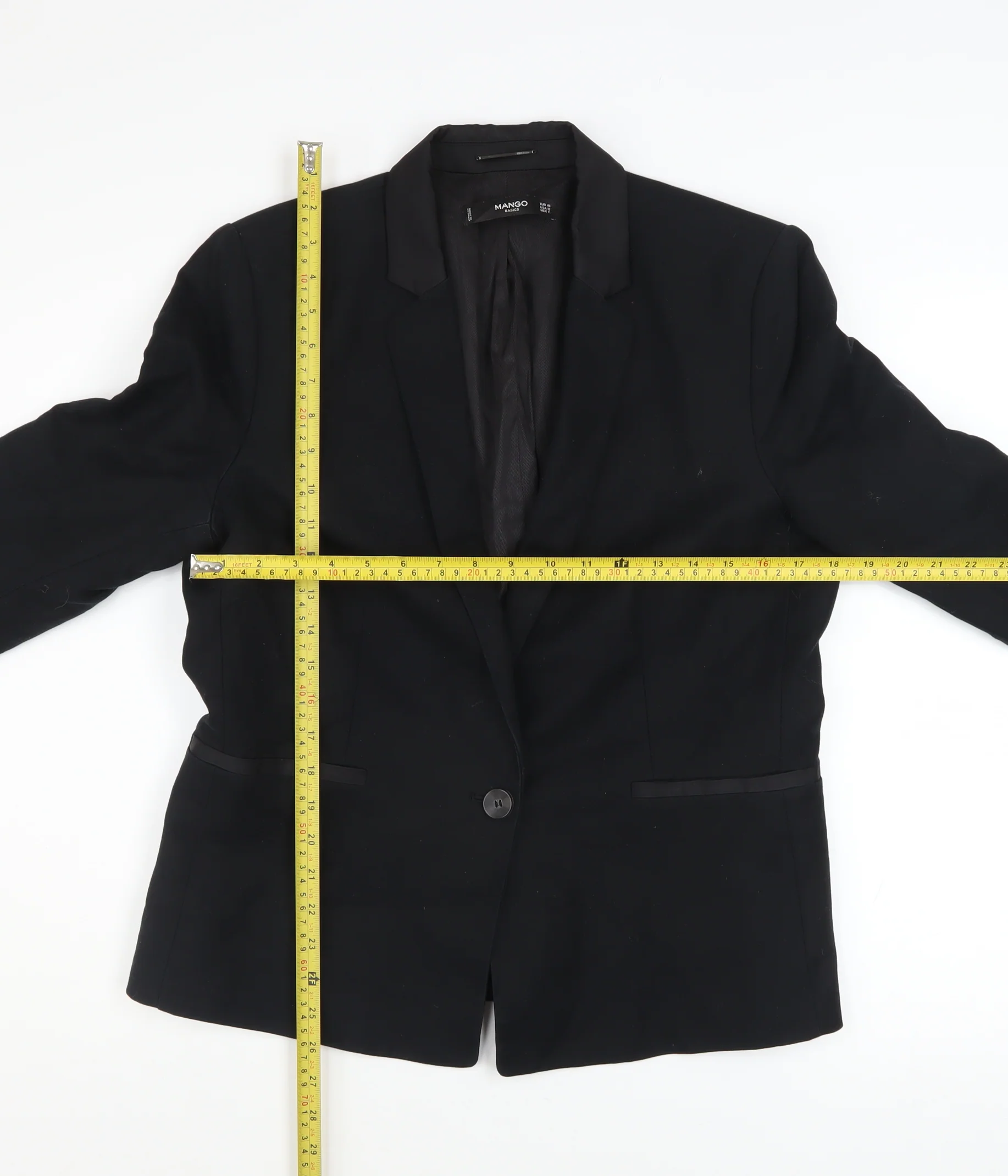 Mango Basics Women's Black Blazer UK 16 Single-Breasted Jacket - Image 2