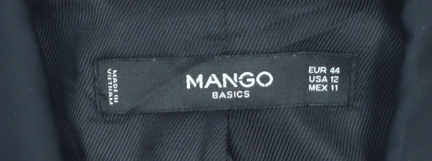 Mango Basics Women's Black Blazer UK 16 Single-Breasted Jacket - Image 4