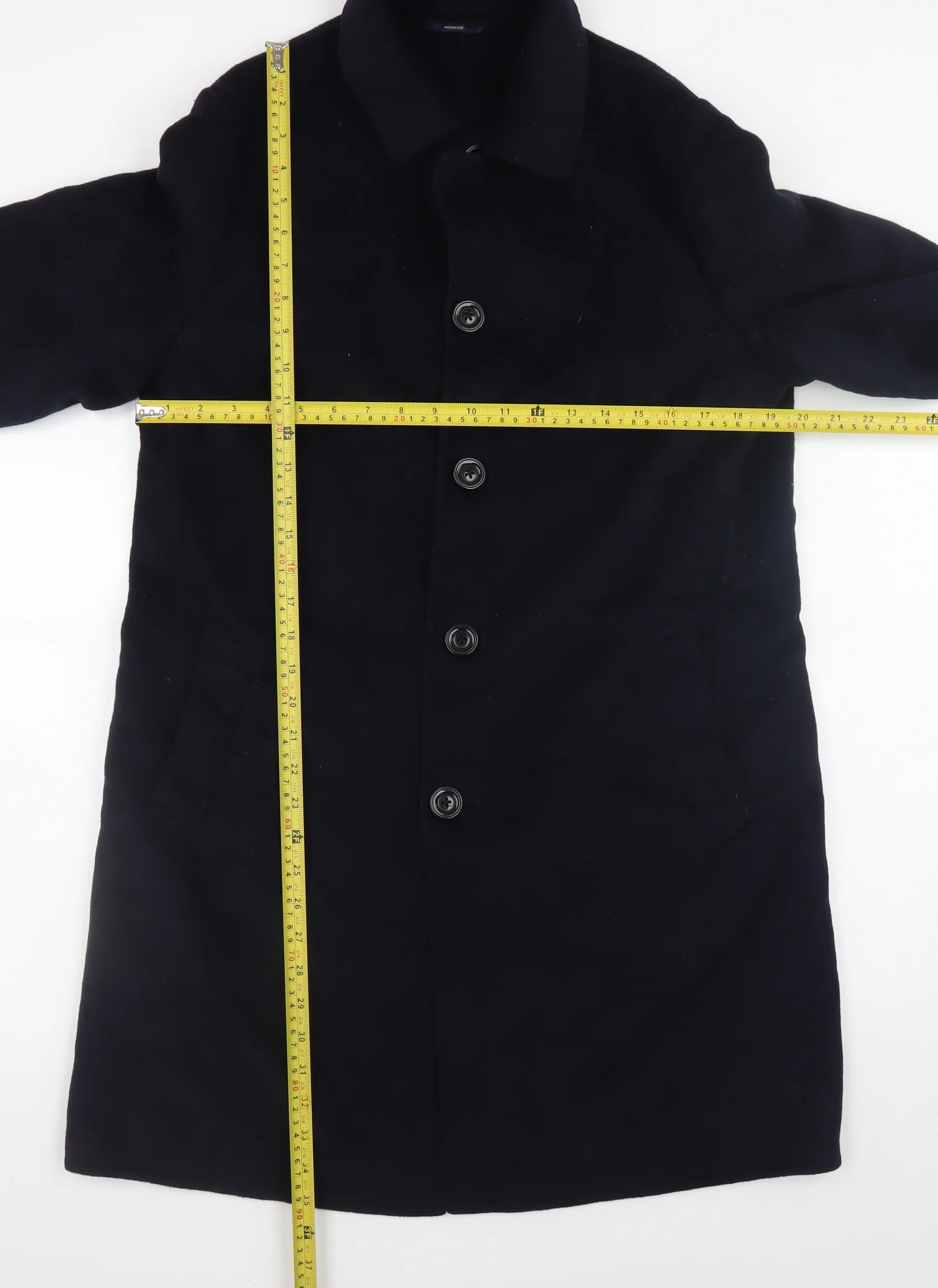 Mango Man Men's Black Wool Overcoat Size S Classic Lined Mid-Length - Image 2