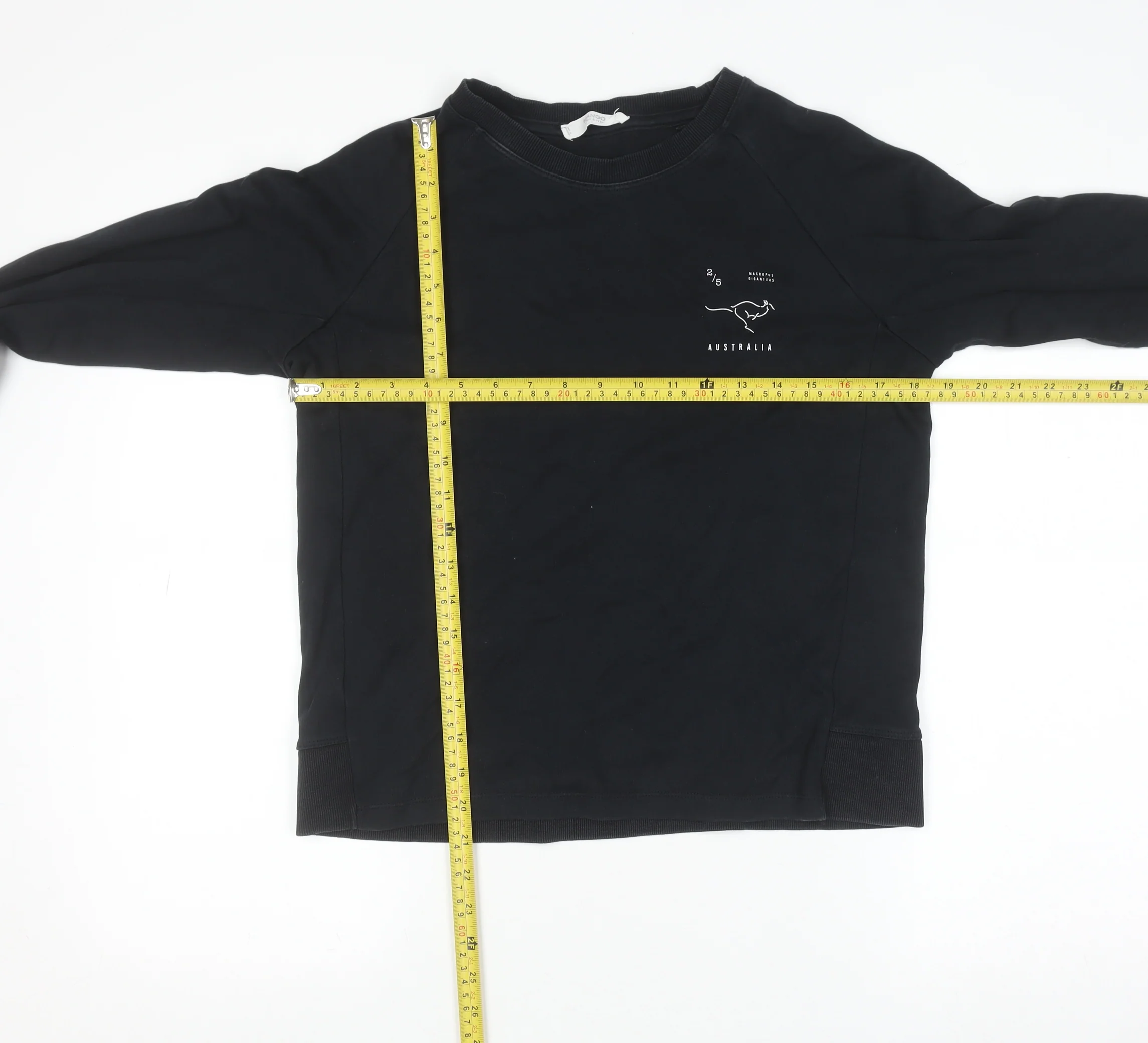 Mango Women Black Australia Print Pullover Sweatshirt Size 8 - Image 2