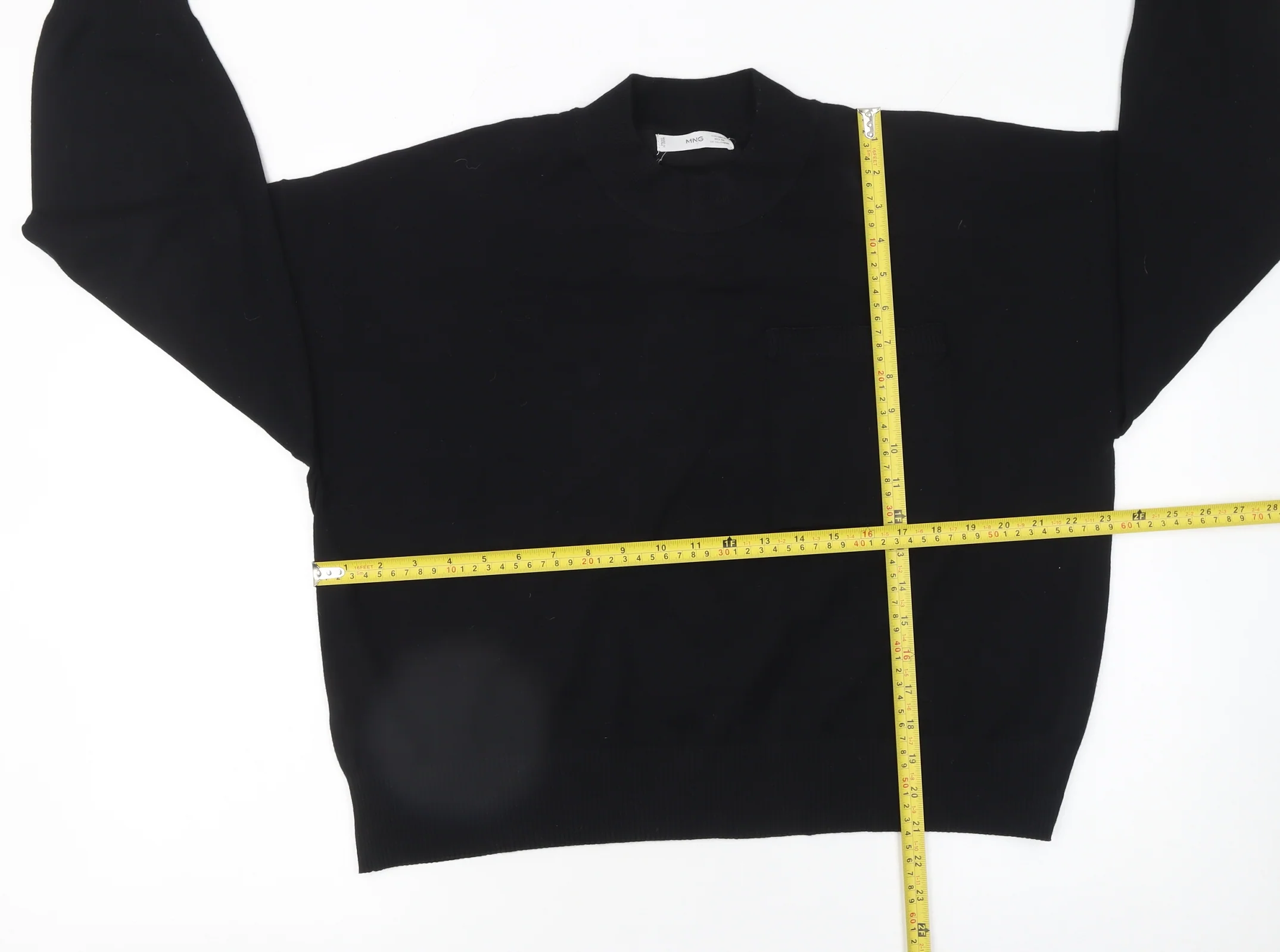 Mango Women Black Mock Neck Cotton Knit Pullover Jumper XL - Image 2