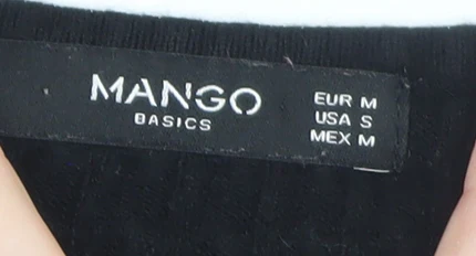 Mango Women Black V-Neck Cable Knit Long Sleeve Jumper Size 10 - Image 4