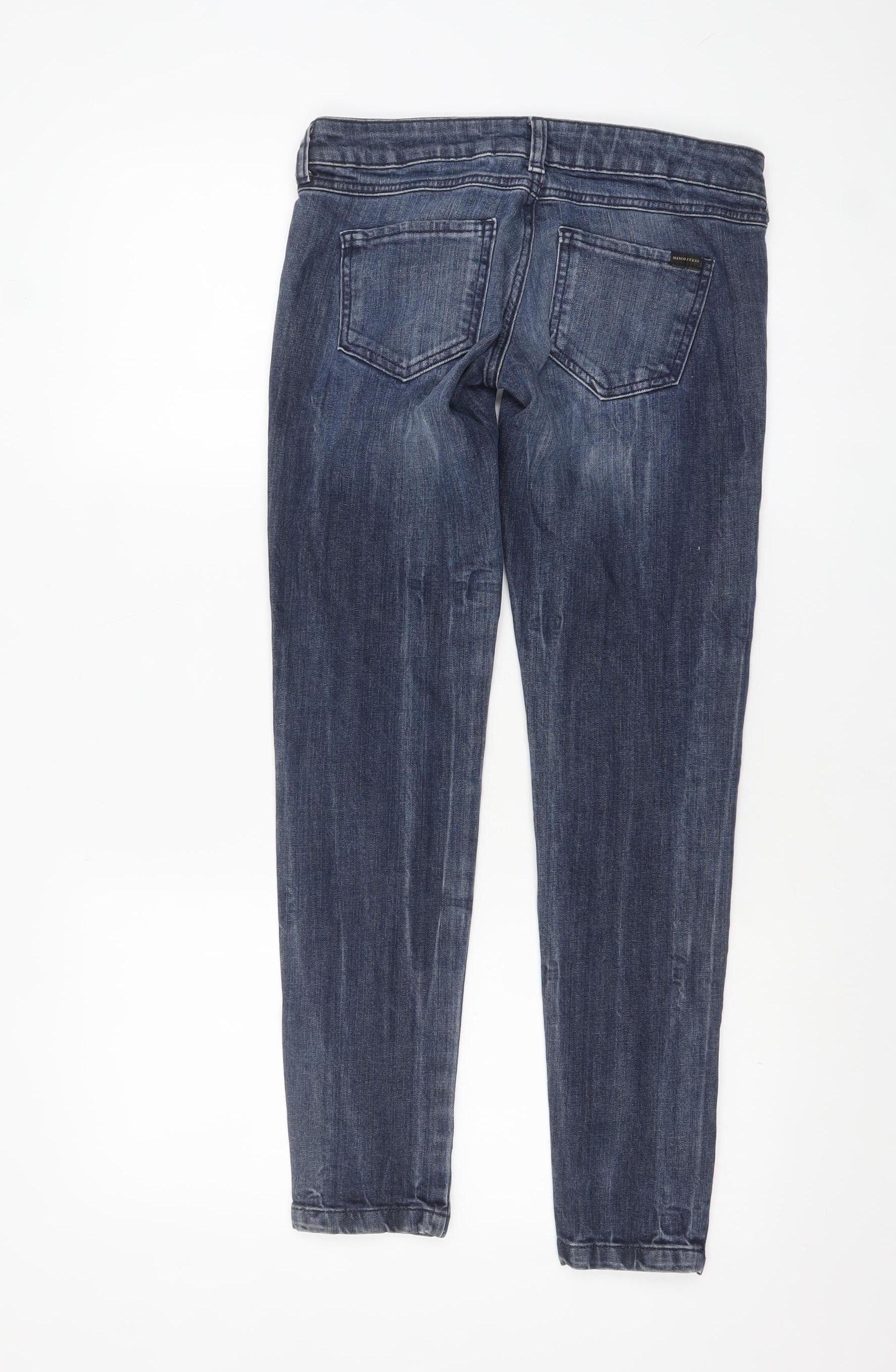 Mango Women Blue Skinny Stretch Denim Jeans Size 6 with Ankle Zip - Image 3