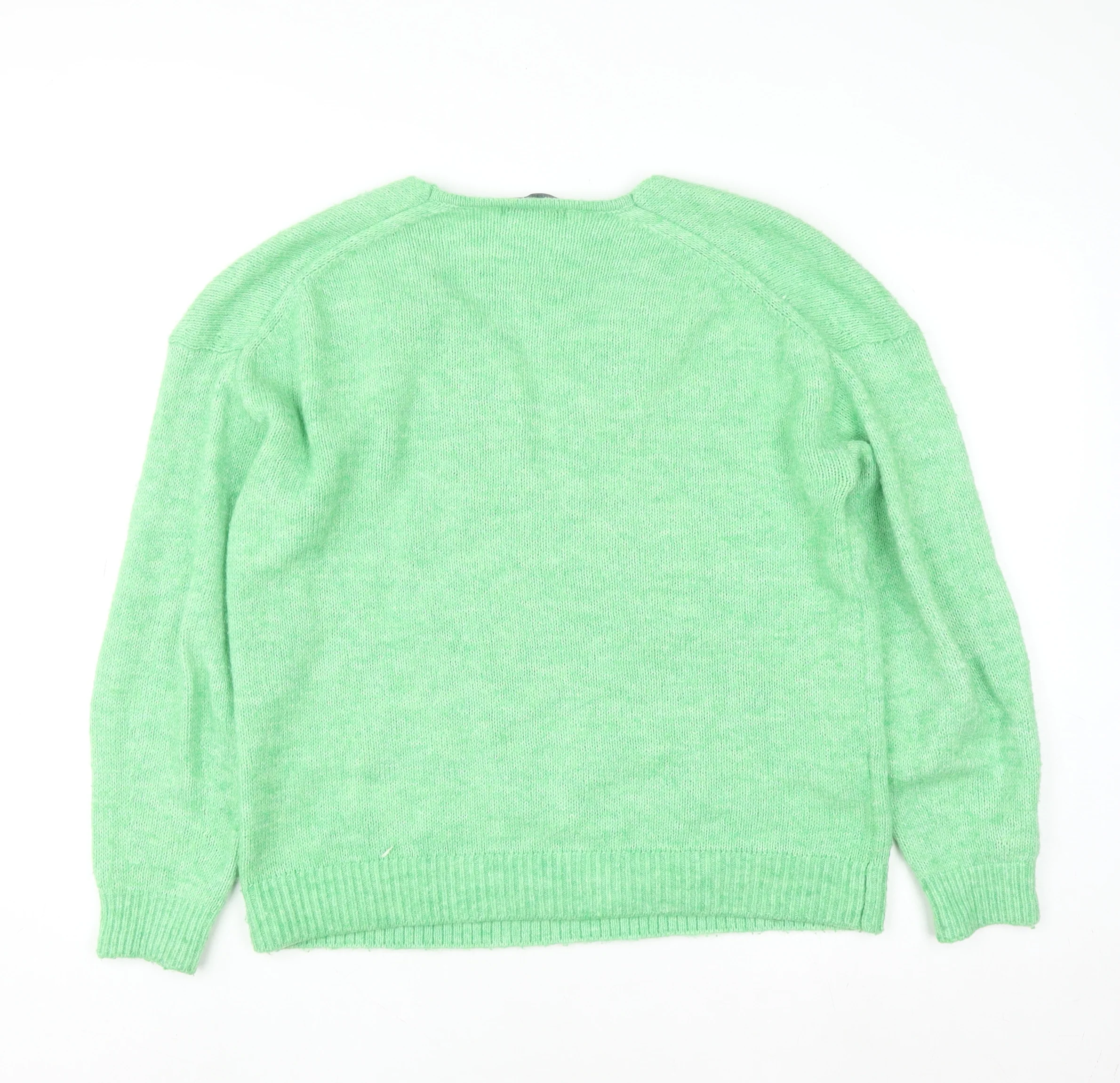 Mango Womens Green V-Neck Knit Pullover Jumper Size S - Image 3