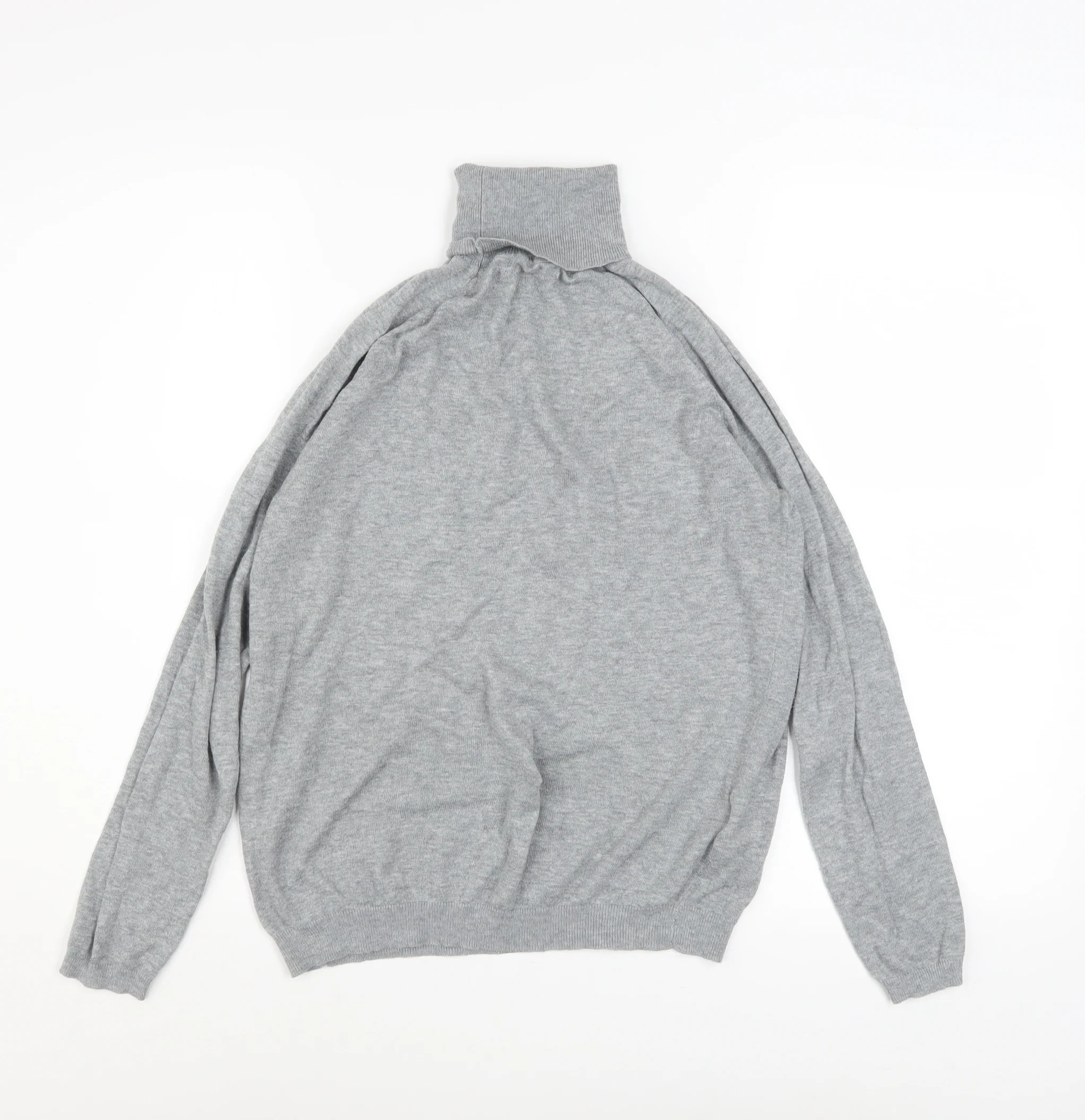 MANGO Womens Grey Roll Neck Cotton Blend Jumper Size 10 - Image 3