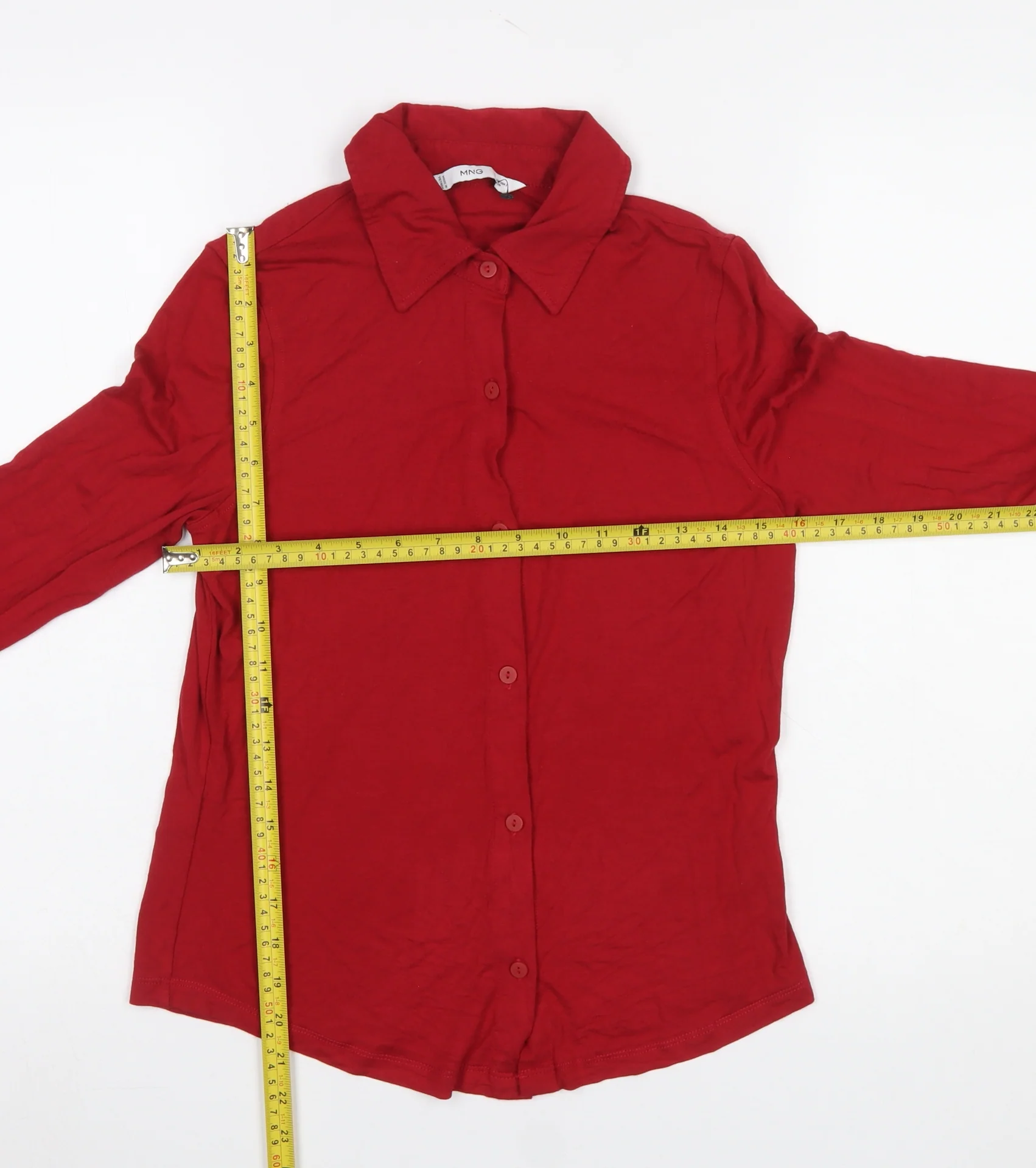Mango Women's Red Long Sleeve Collared Button-Up Shirt XS - Image 2