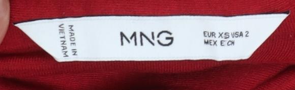 Mango Women's Red Long Sleeve Collared Button-Up Shirt XS - Image 4