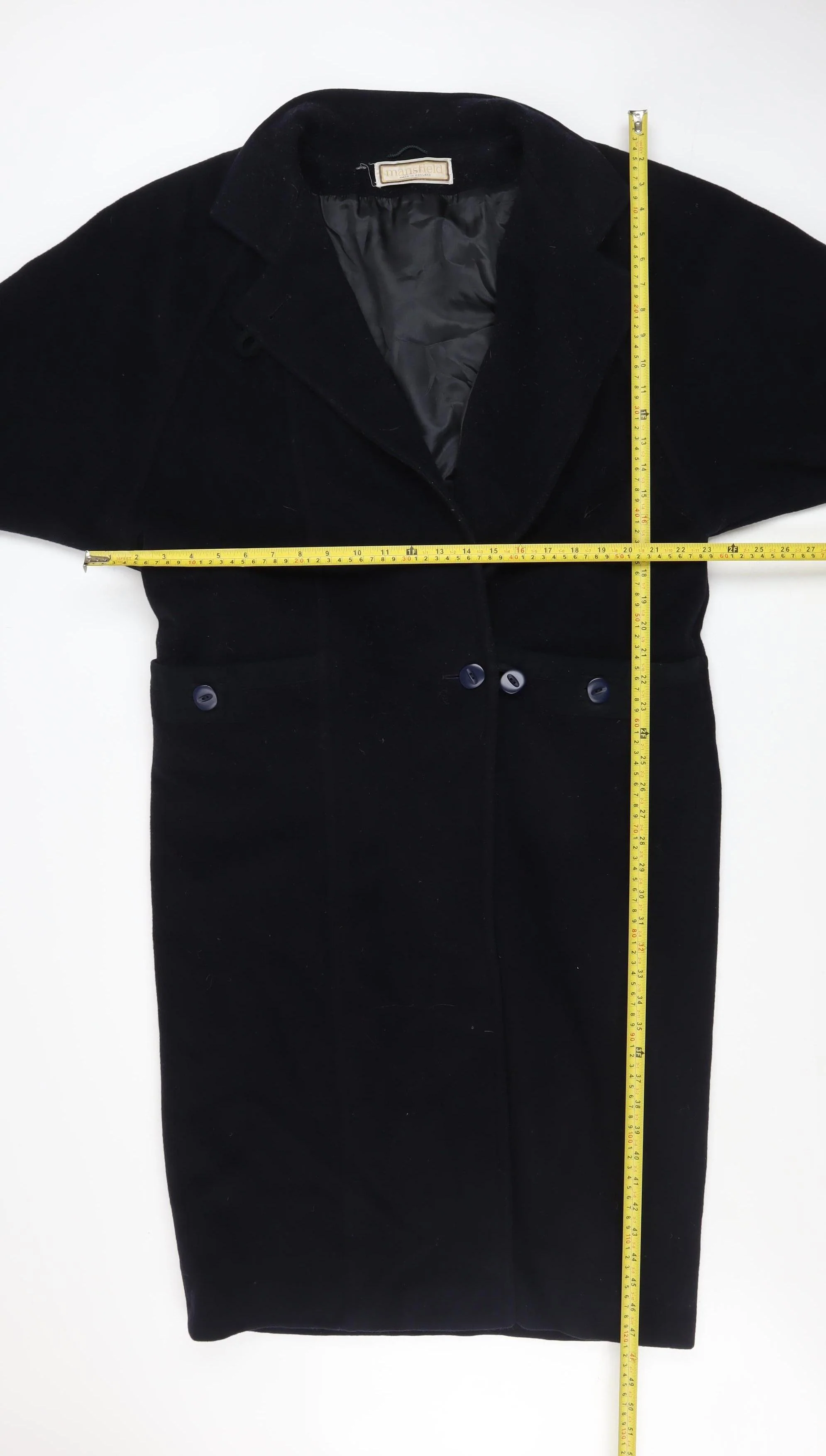 Mansfield Women's Black Wool Cashmere Long Overcoat Size 14 - Image 2