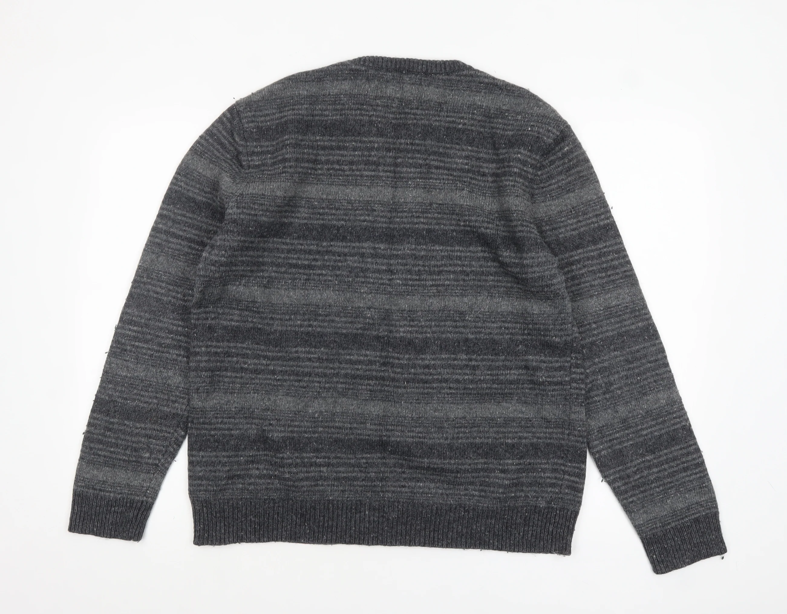 Mantaray Men's Grey Striped Wool Blend Crew Neck Jumper Size L - Image 3