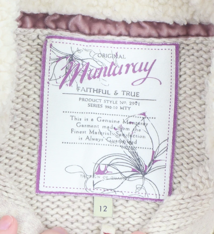 Mantaray Women Beige Cable Half Zip High Neck Jumper Size 12 - Image 4