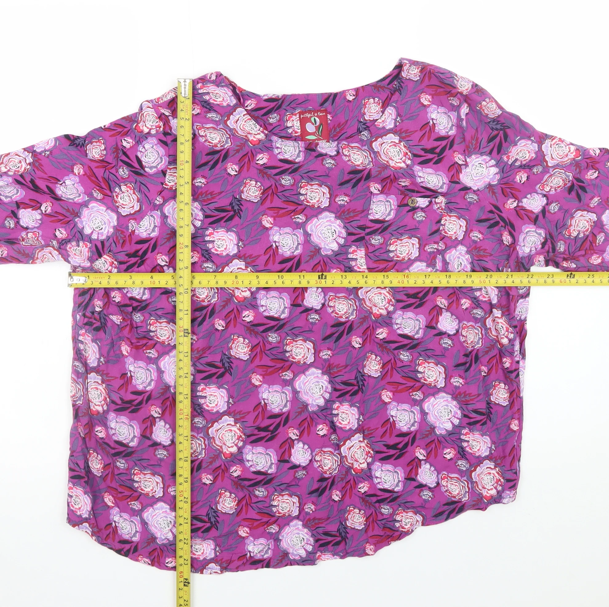 Mantaray Women’s Pink Floral Long Sleeve Viscose Blouse Size 18 - Image 2