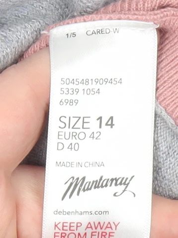 Mantaray Womens Grey Size 14 Embroidered Bird Pullover Jumper - Image 4