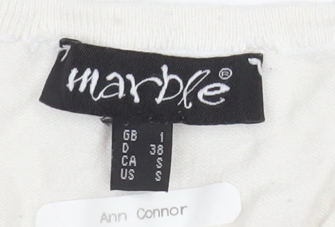 Marble Women White Polka Dot V-Neck Long Sleeve Pullover Jumper Size 10 - Image 4