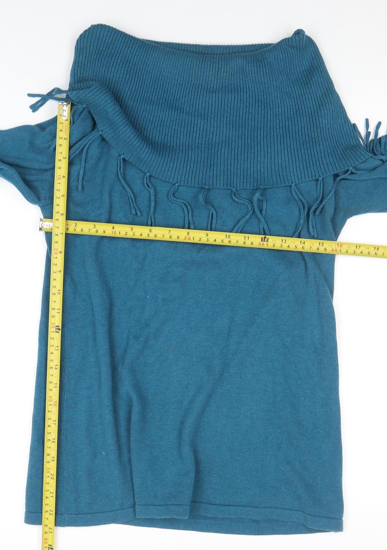 Marble Womens Blue Boat Neck Long Sleeve Cotton Pullover Jumper Size L - Image 2