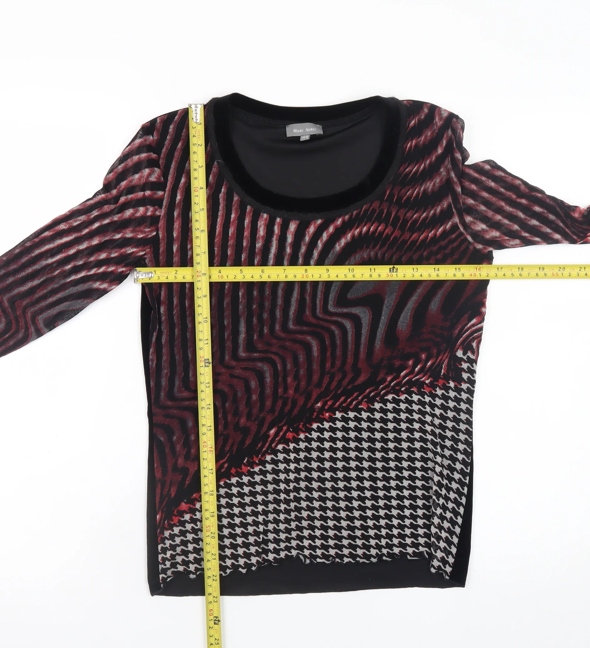 Marc Aurel Women’s Multicoloured Velvet Geometric Long Sleeve Blouse Size 12 - Image 2