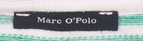 Marc O'Polo Women's Green Striped 3/4 Sleeve Cotton Linen T-Shirt Size S - Image 4