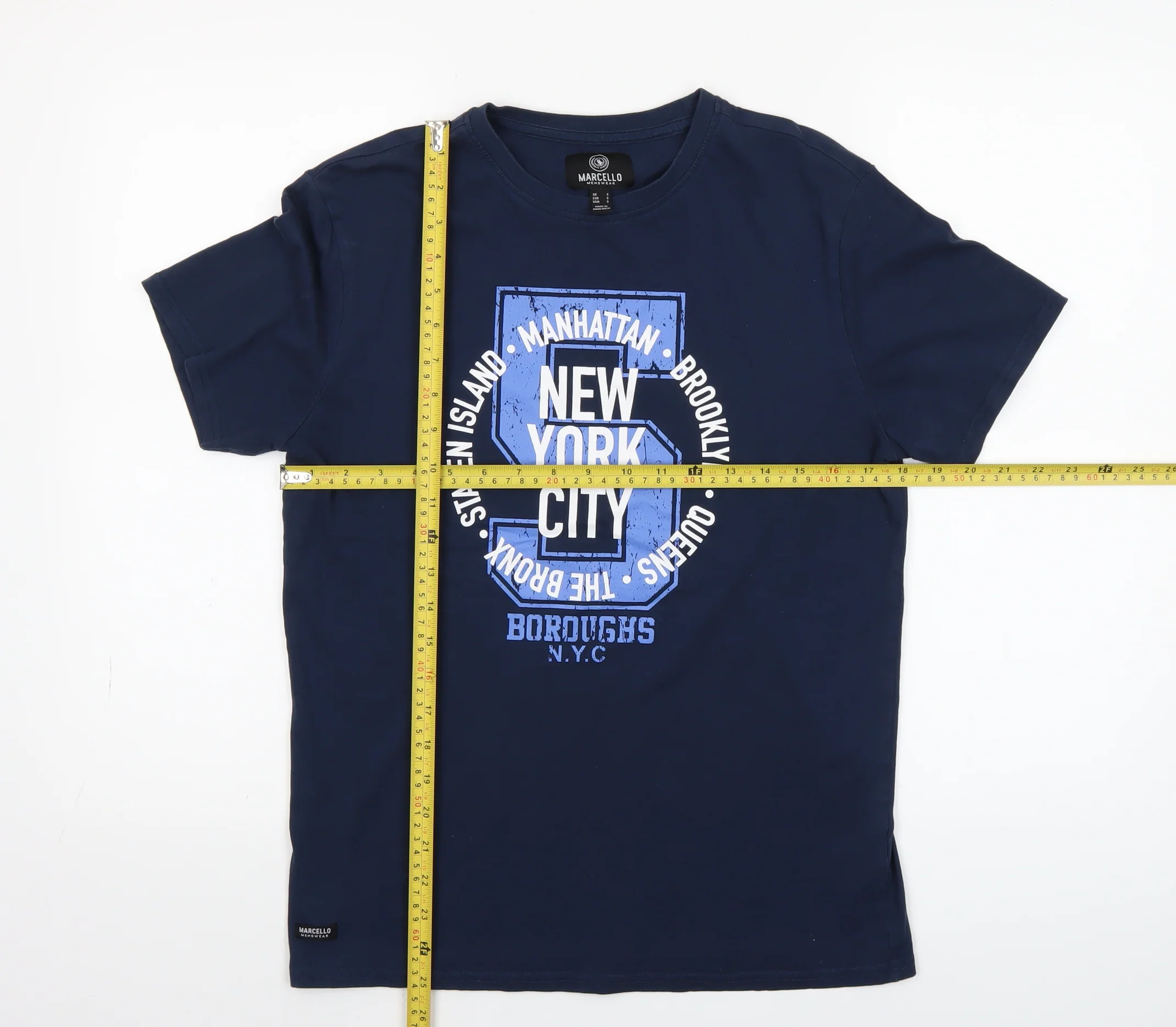 Marcello Mens Blue New York City Graphic Print Cotton T-Shirt Size S - Image 2