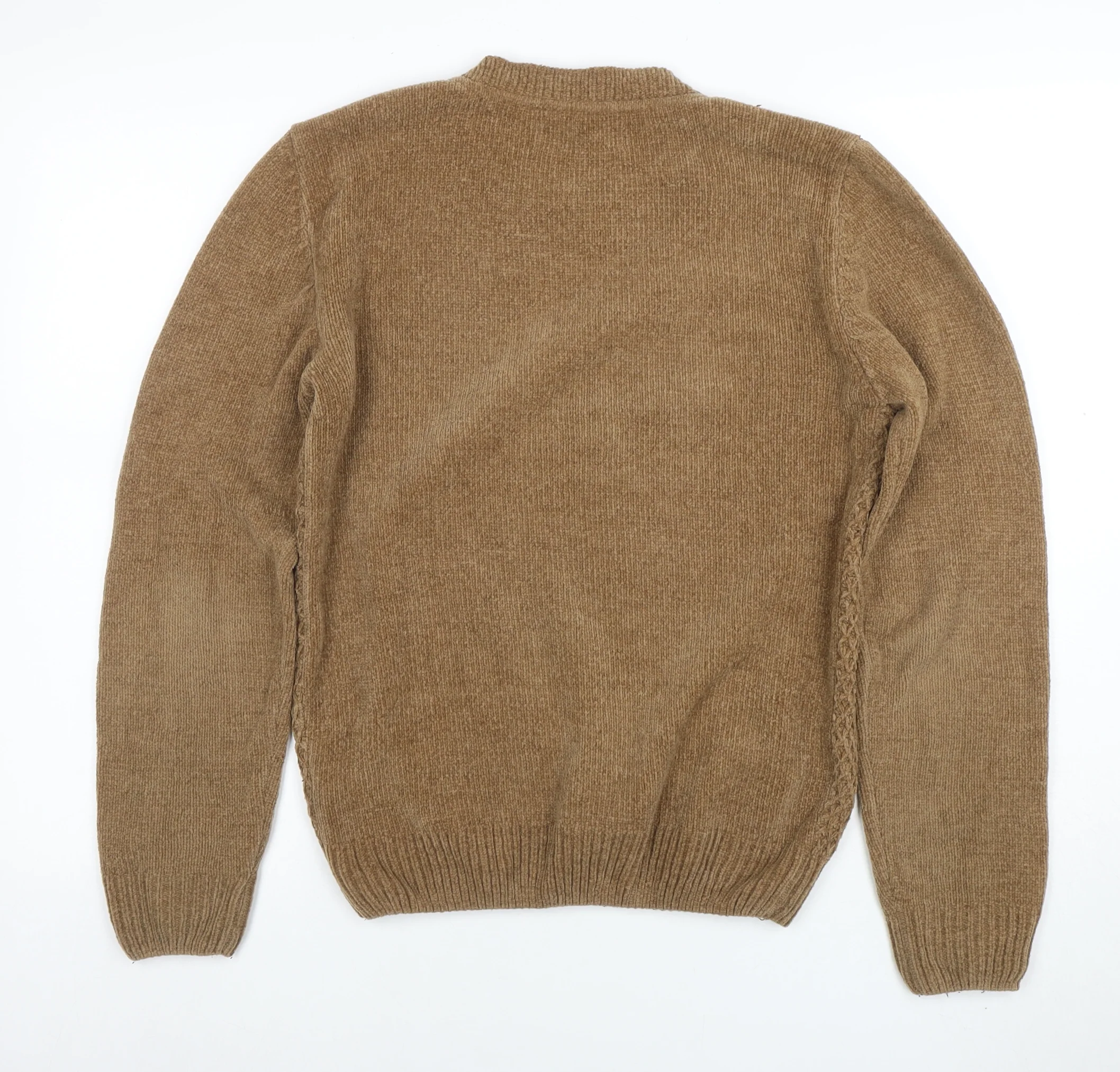 Markham Men’s Beige Acrylic Crew Neck Knit Jumper XS - Image 3