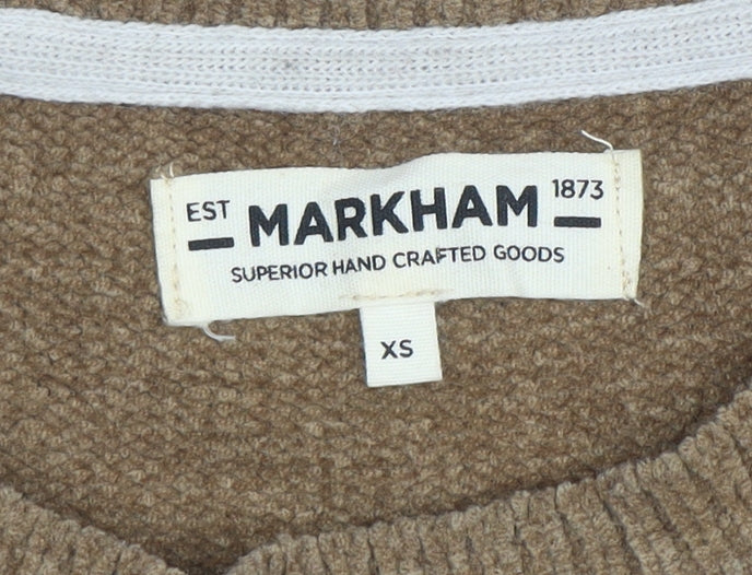 Markham Men’s Beige Acrylic Crew Neck Knit Jumper XS - Image 5