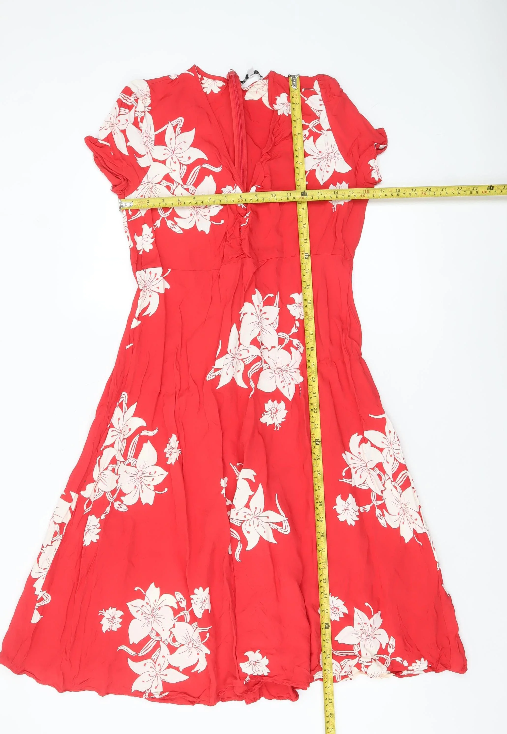 Marks and Spencer Alexa Chung Red Floral Fit & Flare Dress Women's Size 12 - Image 2