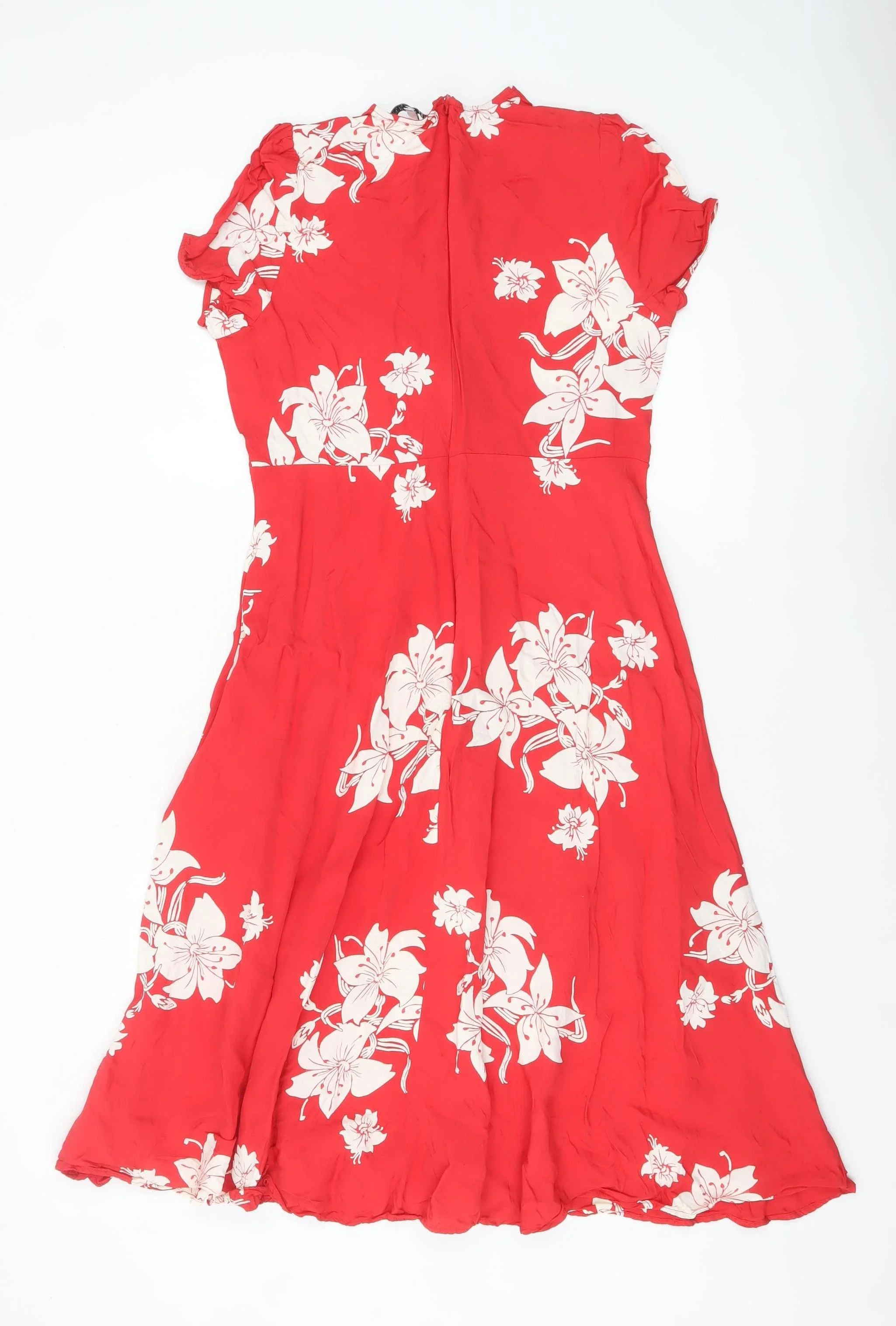 Marks and Spencer Alexa Chung Red Floral Fit & Flare Dress Women's Size 12 - Image 3