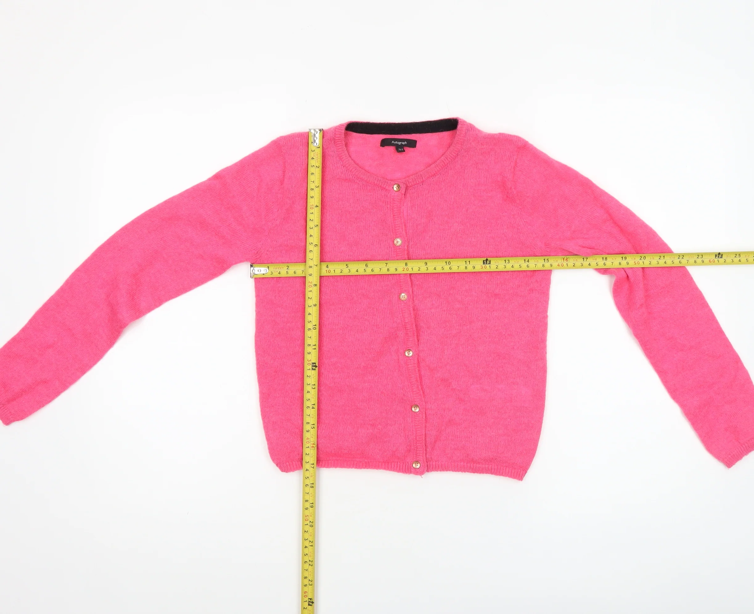 Marks and Spencer Autograph Girls Pink Button Cardigan 10-11 Years Wool Blend - Image 2